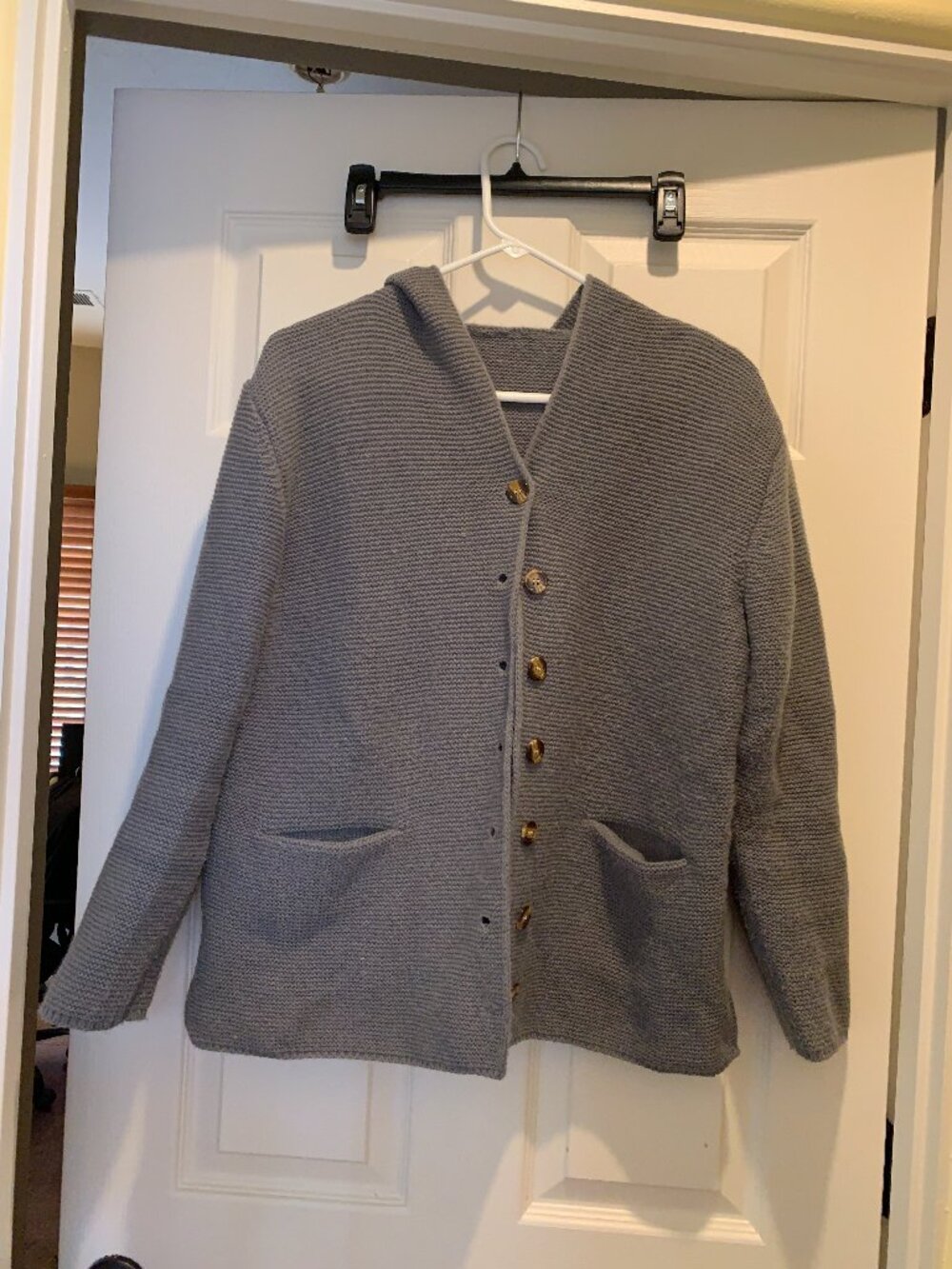 Knitted acrylic hooded cardigan